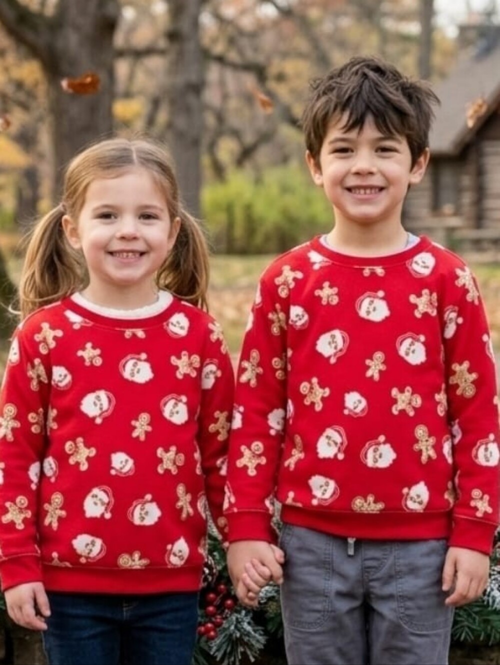 Holiday Time Christmas Santa & Gingerbread Sweatshirt Size 4T